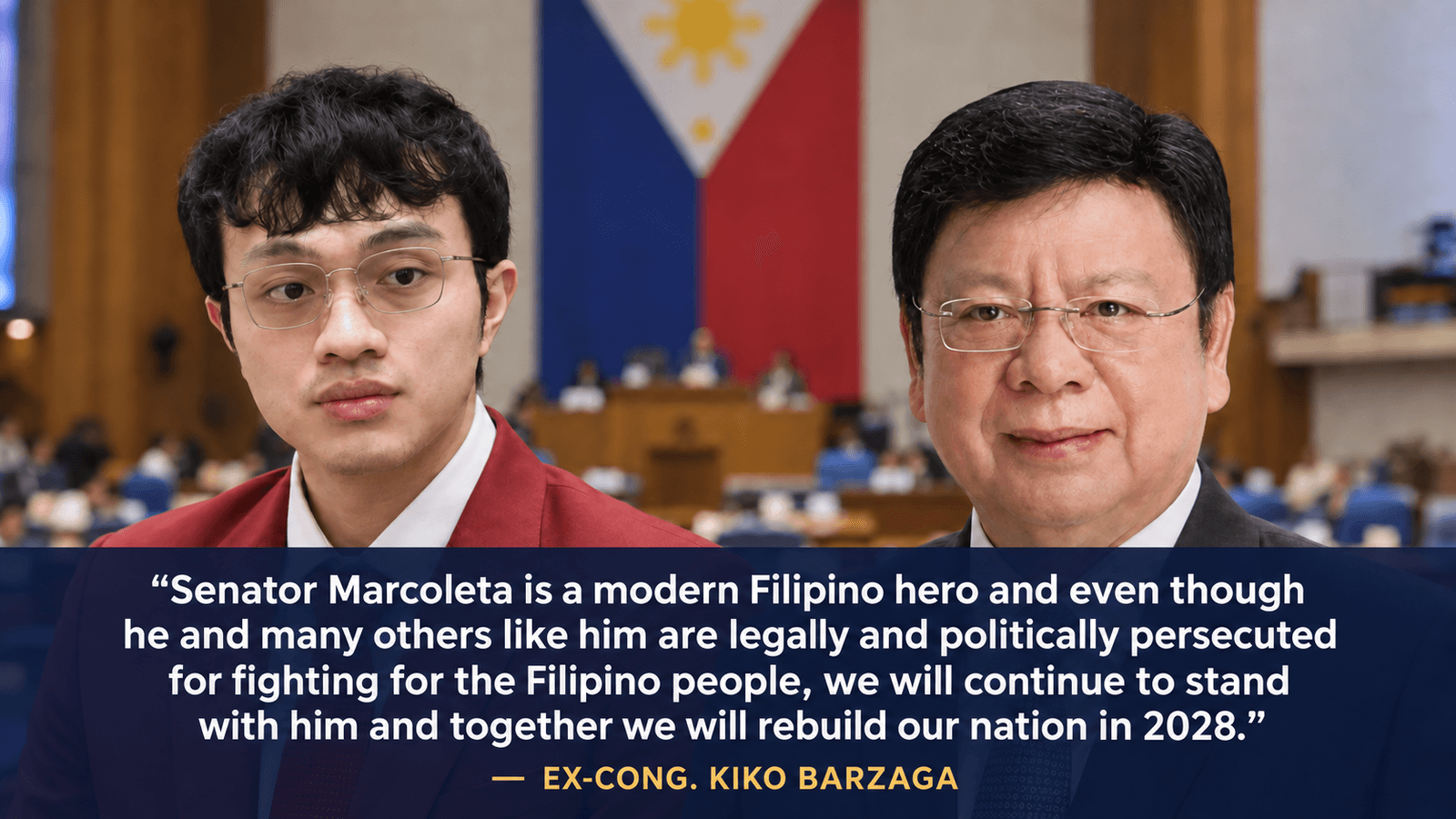 Ex-Rep. Barzaga Calls Detained Senator Marcoleta a 'Modern Filipino Hero'